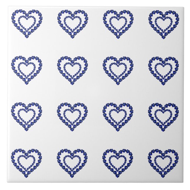 Blue Sapphire Heart Ceramic Tile (Front)