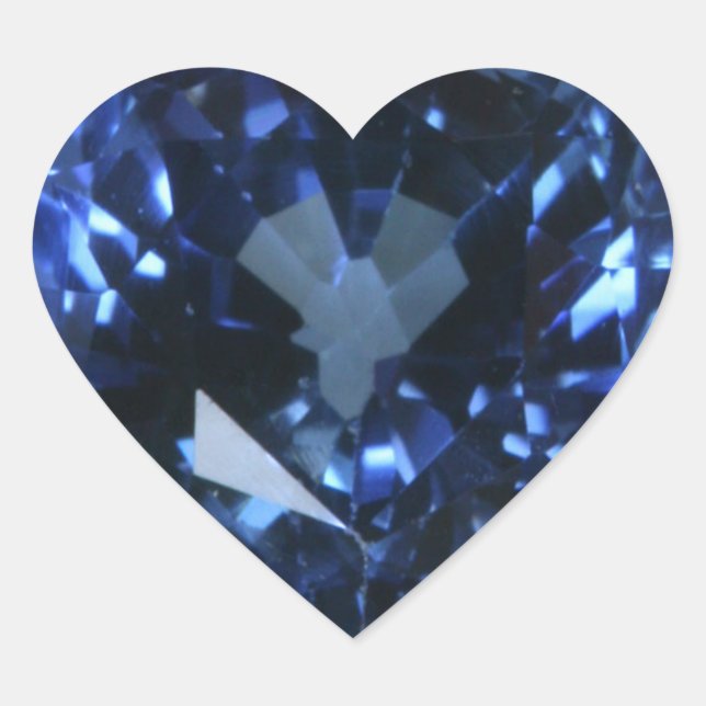 Blue Sapphire Heart Heart Sticker (Front)