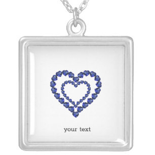 Blue Sapphire Heart Silver Plated Necklace