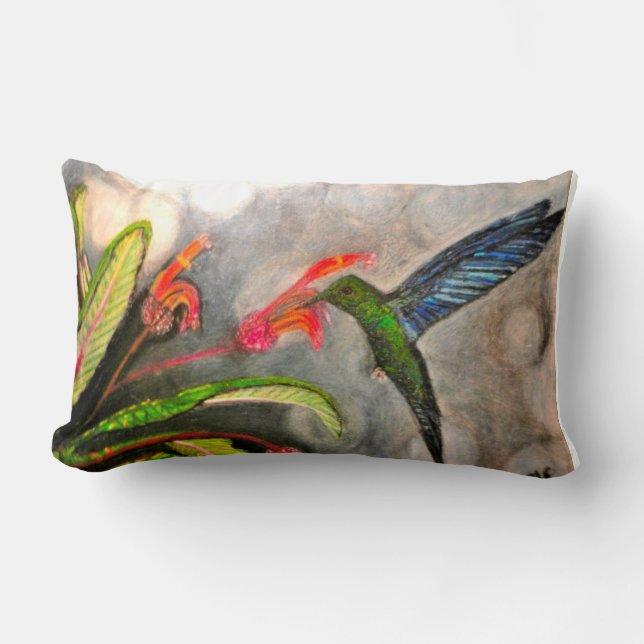BLUE SAPPHIRE HUMMINGBIRD pillow (Front)