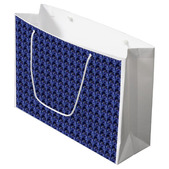 Blue Sapphire Pattern Design Large Gift Bag (Front Angled)