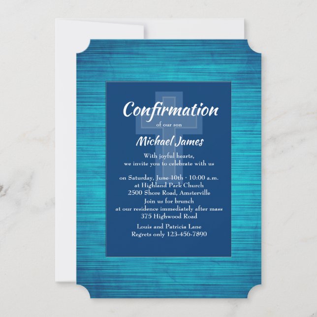 Blue Sapphire Religious Invitation (Front)