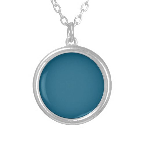 Blue sapphire solid color  silver plated necklace