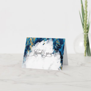 Blue Sapphire Watercolor Geode BarefootBride™ Thank You Card