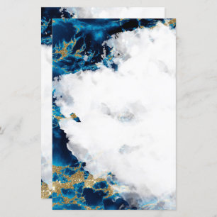 Blue Sapphire Watercolor Geode Blank Stationery