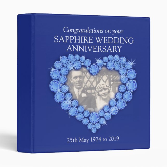 Blue sapphire wedding anniversary photo folder (Front/Spine)