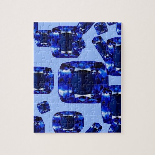 Blue Sapphires September Birthstones Design Jigsaw Puzzles