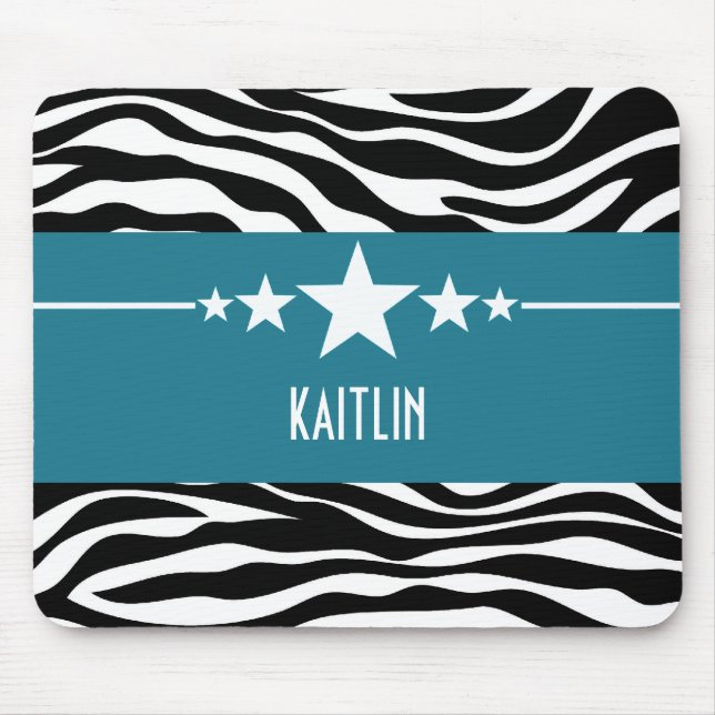 Blue Sassy Star Zebra Mousepad (Front)