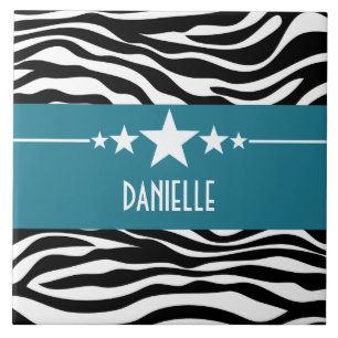 Blue Sassy Star Zebra Tile