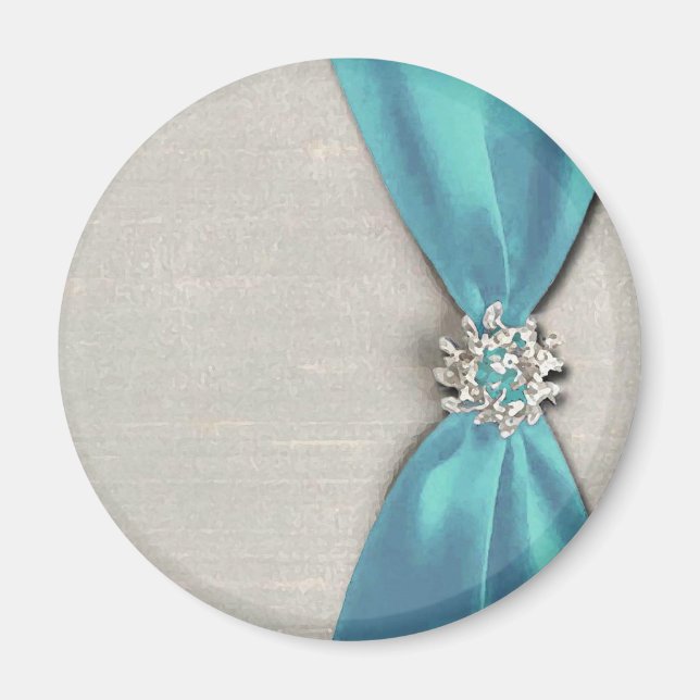 blue satin ribbon with jewel copy magnet (Front)