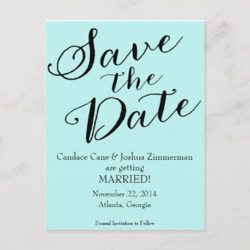 Blue Save The Date Announcement Postcard by cami7669 at Zazzle