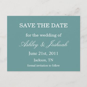 Blue Save The Date Post Cards by AllyJCat at Zazzle