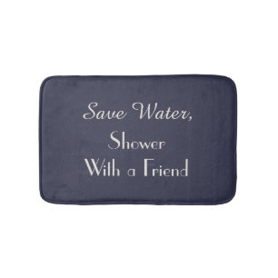 Blue Save Water Shower With Friend Funny Bath Mat