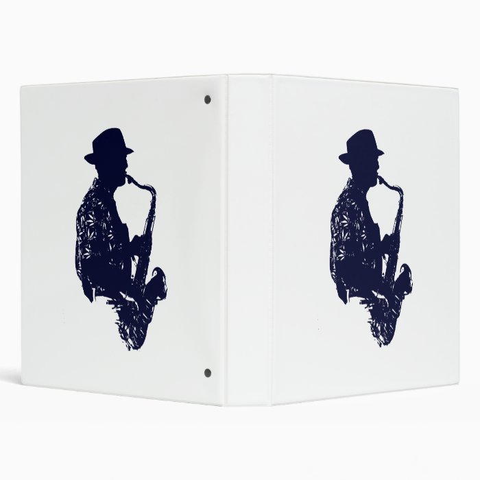 Blue sax player side view outline vinyl binders