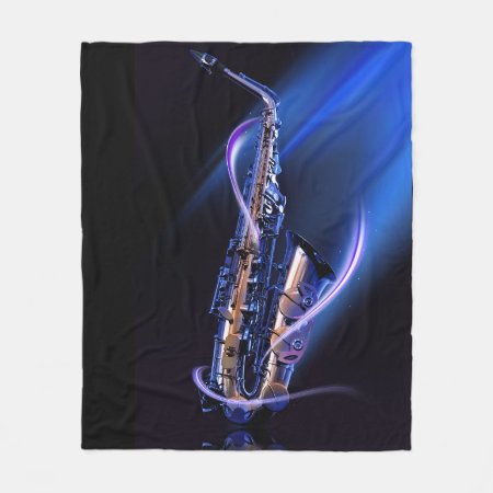 Blue Saxophone Fleece Blanket