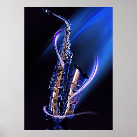 Blue Saxophone Poster