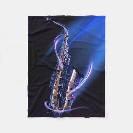 Blue Saxophone Small Fleece Blanket