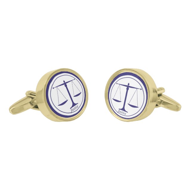 Blue Scales of Justice Cufflinks (Angled)