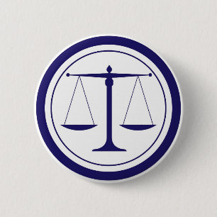 Blue Scales of Justice Silhouette Button