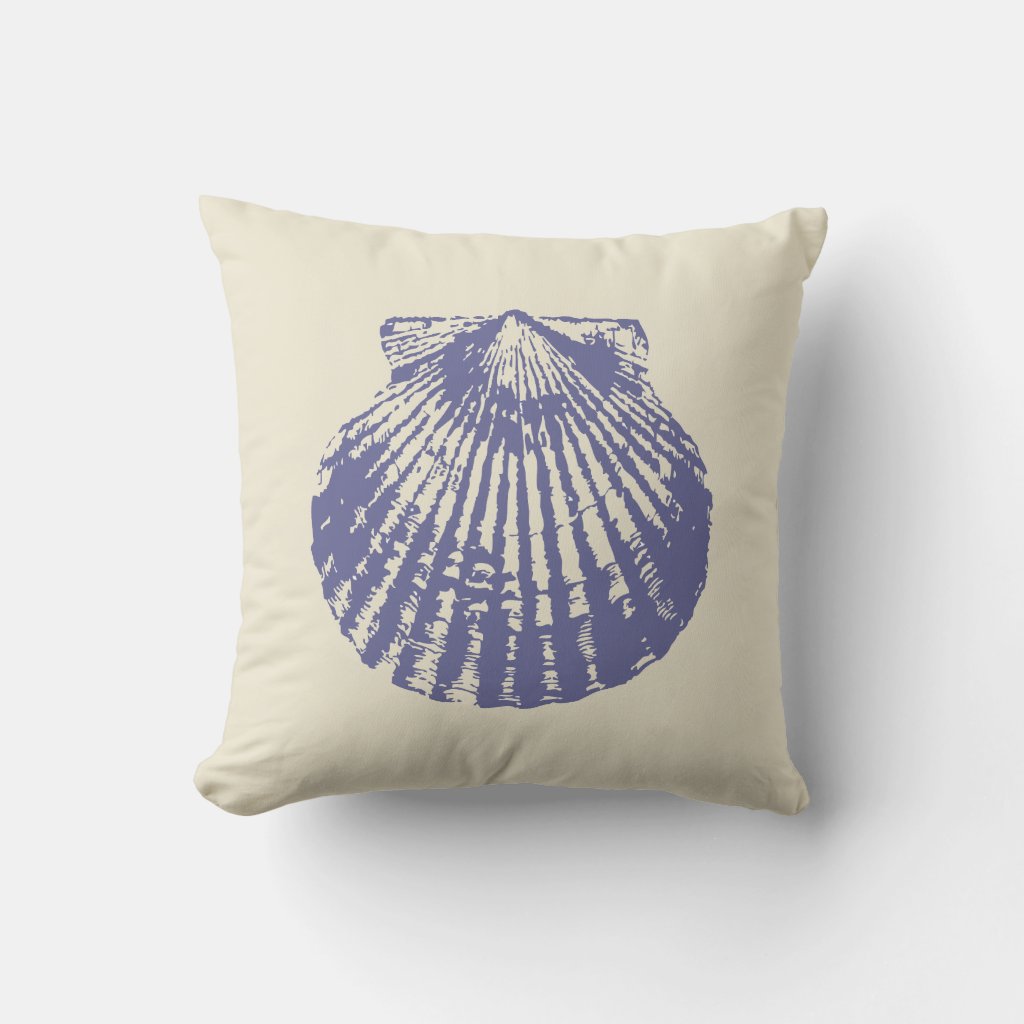 Blue Scallop Shell Pillow