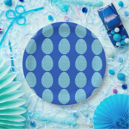 Blue Scalloped Easter Eggs Paper Plates