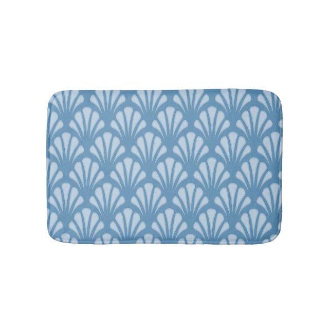 Blue Scallops Pattern Bath Mat (Front)