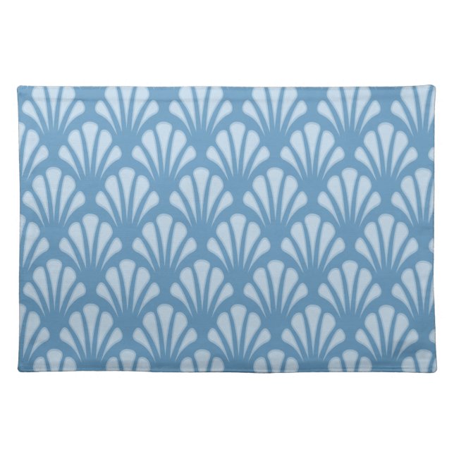 Blue Scallops Pattern Cloth Placemat (Front)