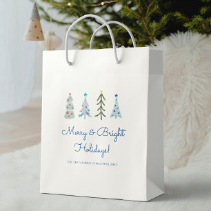 Blue Scandinavian Christmas forest custom Medium Gift Bag