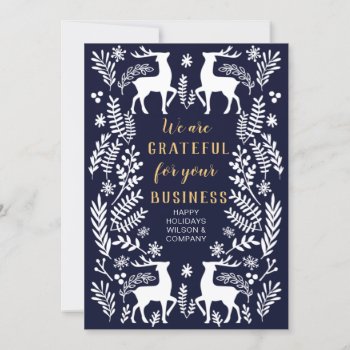 Blue Scandinavian Nordic Winter Reindeer Business Holiday Card by XmasMall at Zazzle