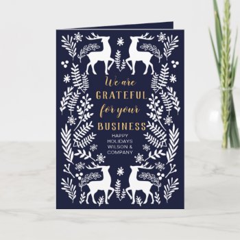 Blue Scandinavian Nordic Winter Reindeer Business Holiday Card by XmasMall at Zazzle
