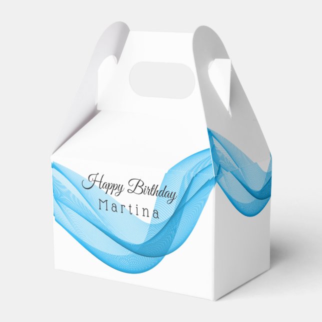 Blue Scarf Birthday or Wedding Favor Box (Front Side)