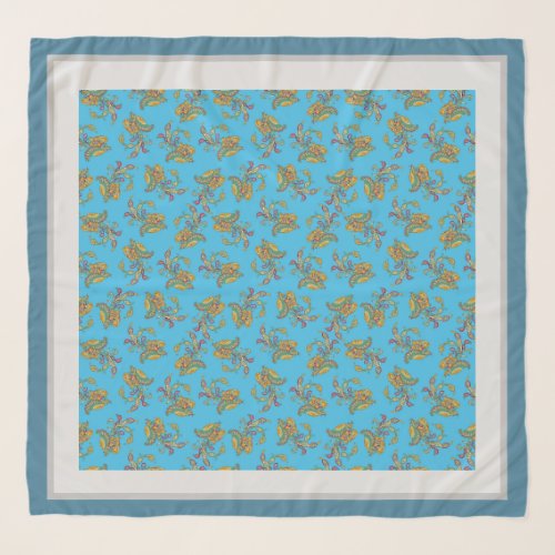 Blue scarf with golden birds