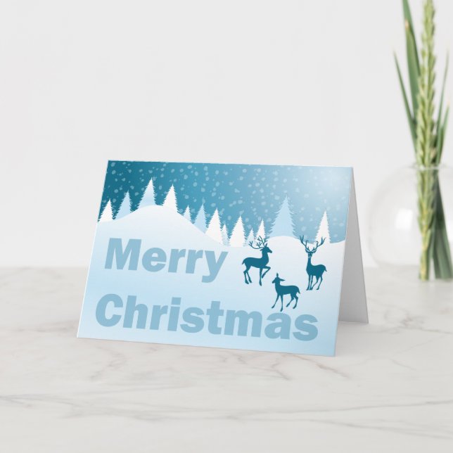 blue scene -merry christmas holiday card (Front)