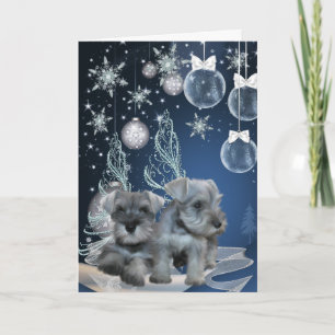 Blue Schnauzer Puppies Christmas Cards