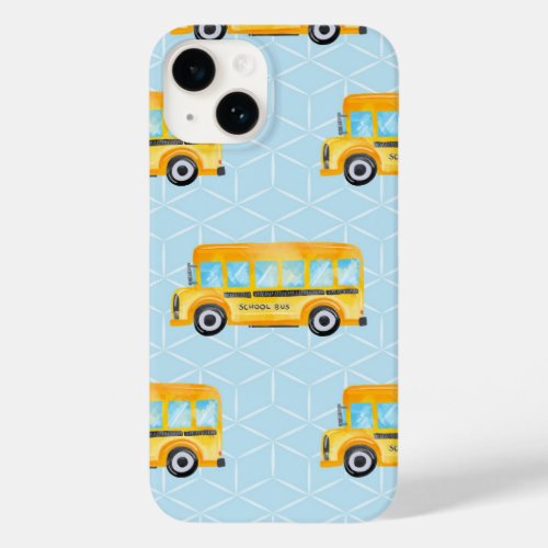blue school bus design watercolor  Case_Mate iPhone 14 case