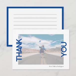 Blue School Color Photo Thank You Card