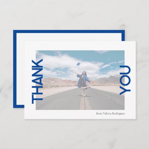 Blue School Color Photo Thank You Card