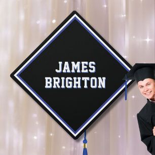 Blue School Color with Name Graduation Cap Topper