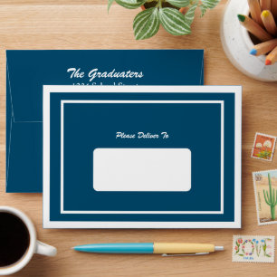 Blue School Colors Graduation Party Invitation Envelope