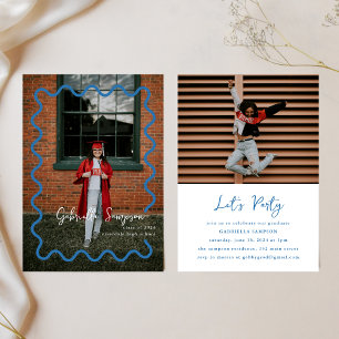 Blue School Colors Graduation Party Invitations