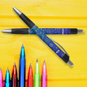 Blue School elements pattern personalized Pen