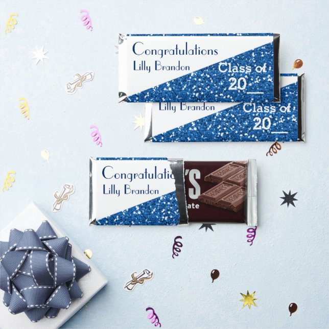 Blue School Graduation Candy Bar Party Favor (Front)