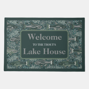 Blue School of Fish Brook Trout Lake House Welcome Doormat
