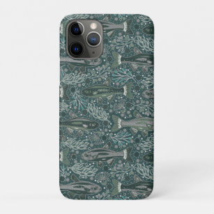 Blue School of Fish Brook Trout - NH State Fish iPhone 11 Pro Case