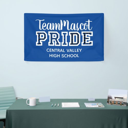 Blue School Pride Mascot Name Banner
