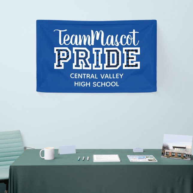 Blue School Pride Mascot Name Banner (Tradeshow)