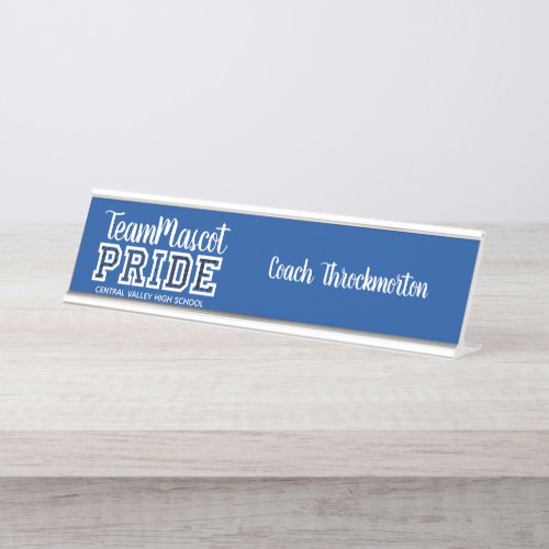 Blue School Pride Mascot Name Desk Name Plate