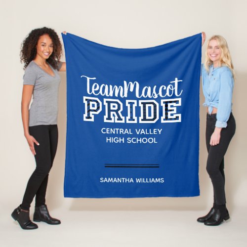 Blue School Pride Mascot Name Fleece Blanket