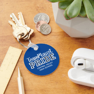 Blue School Pride Mascot Name Keychain