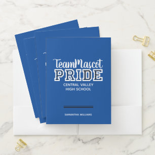 Blue School Pride Mascot Name Pocket Folder